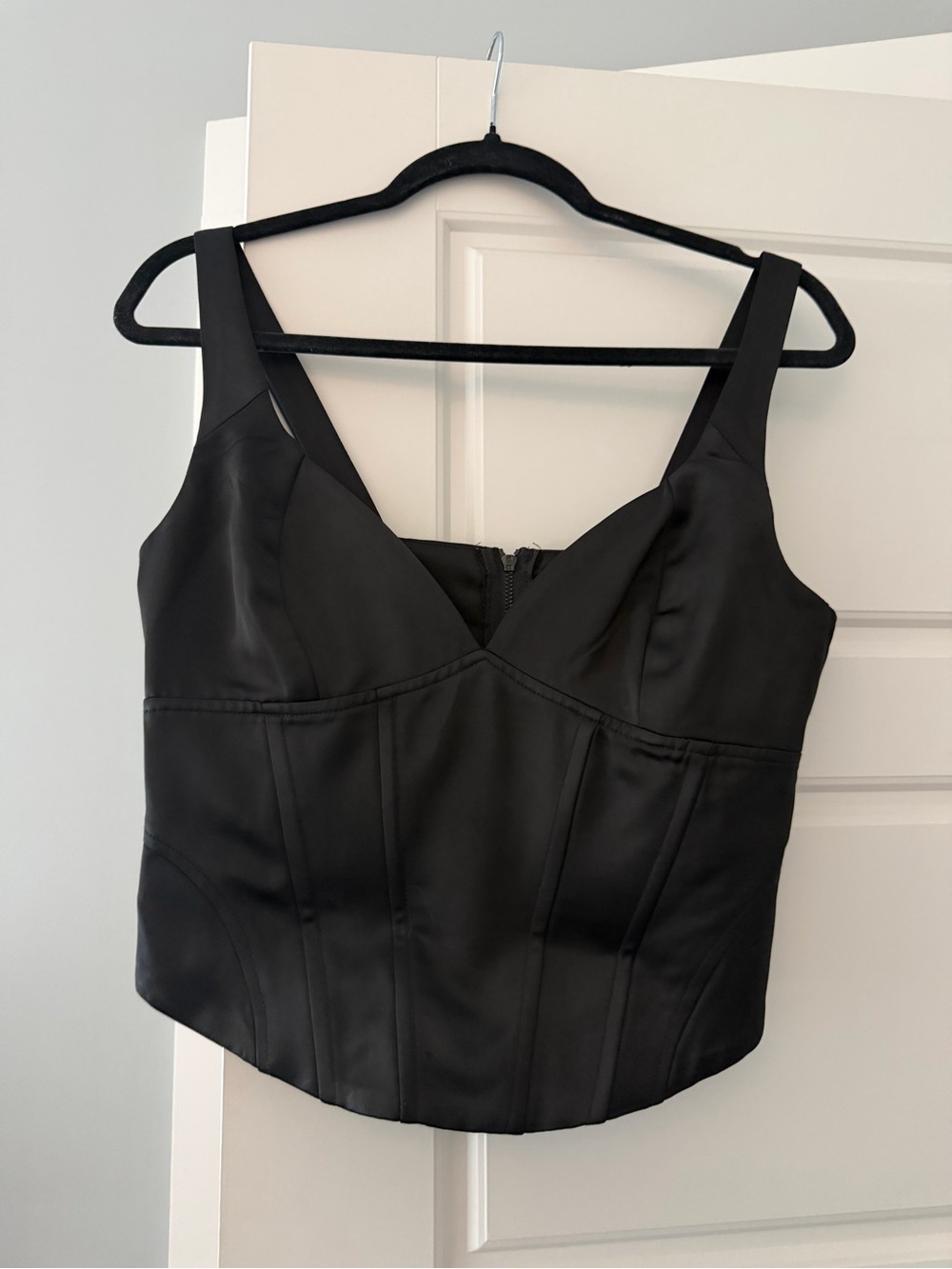 Jason Wu Black Satin Structured Bustier Camisole
